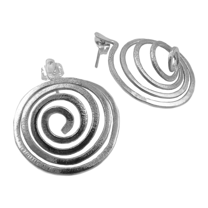 Textured Spiral 925 Sterling Silver Circle Earrings in a Gift Box