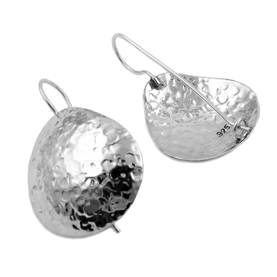 Artisan Hand-Hammered Sterling Silver Pear Drop Earrings
