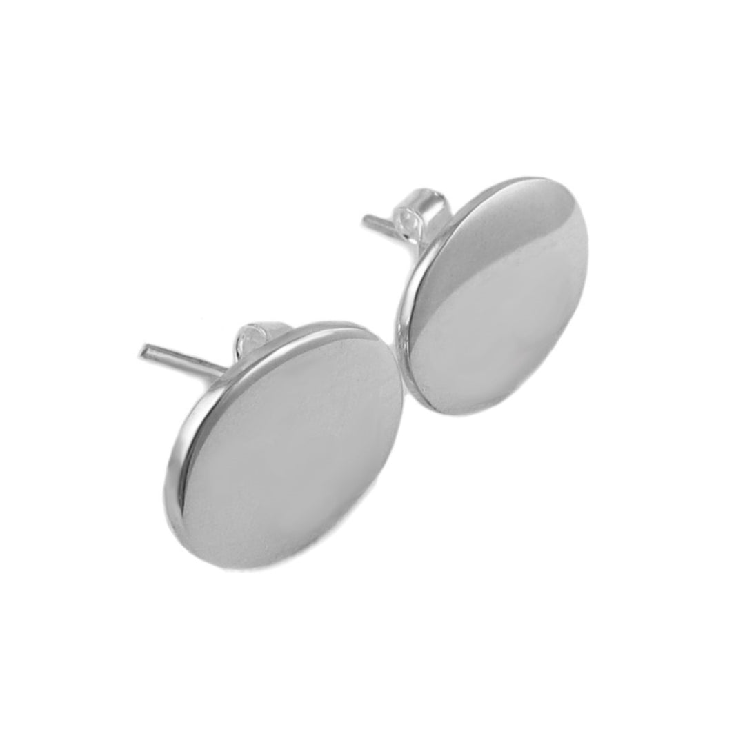 Polished 925 Sterling Silver Oval Earrings