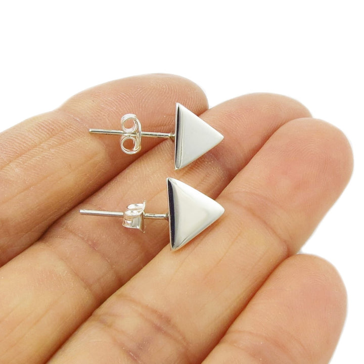 Solid 925 Silver Triangle Stud Earrings