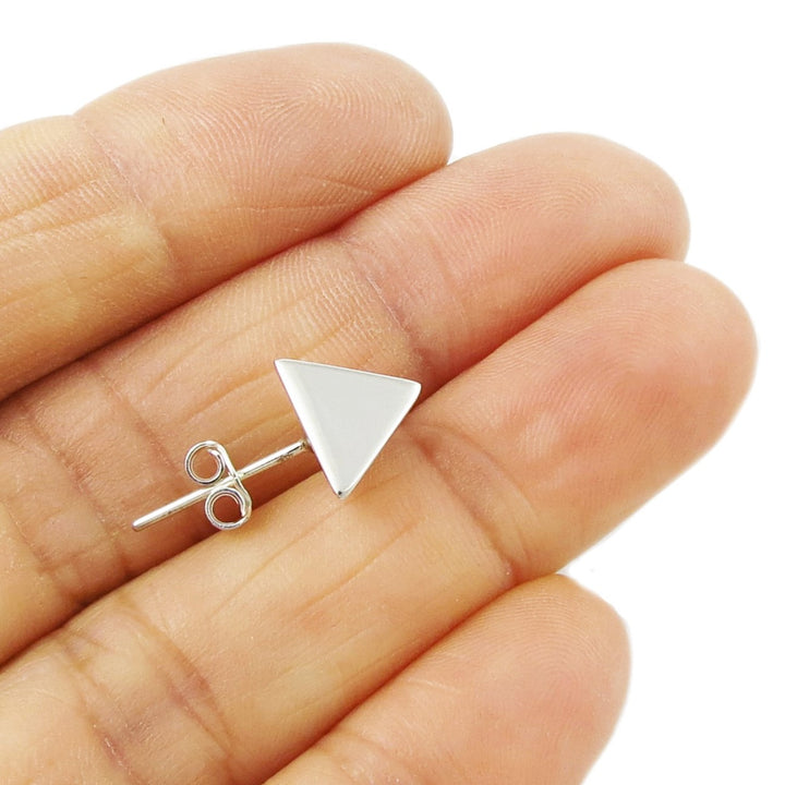 Solid 925 Silver Triangle Stud Earrings