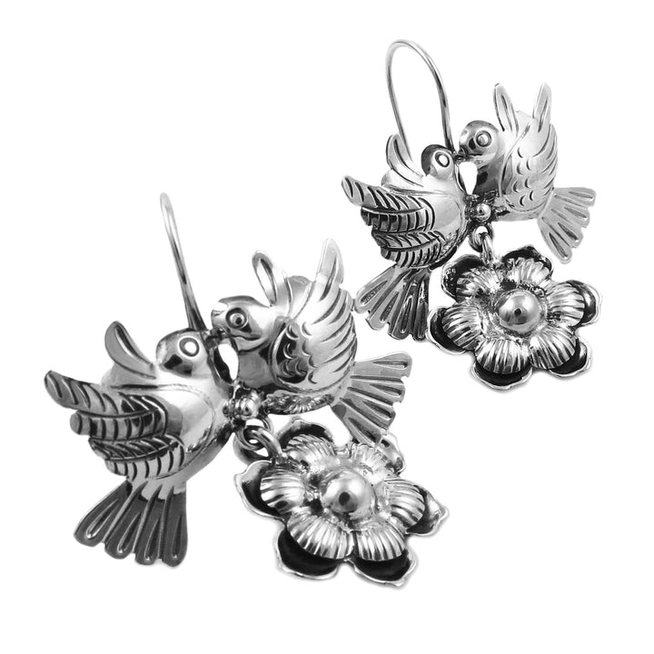 Taxco Silver Lovebird Earrings