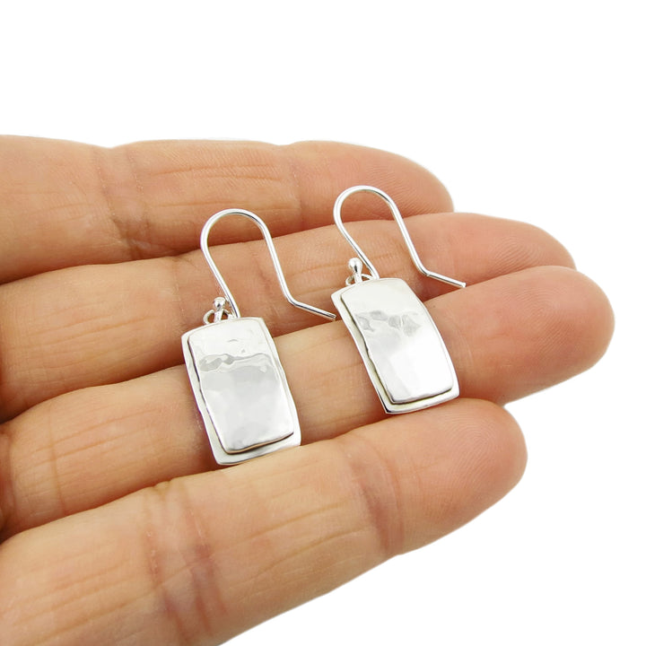 Rectangle Drop 925 Sterling Silver Earrings