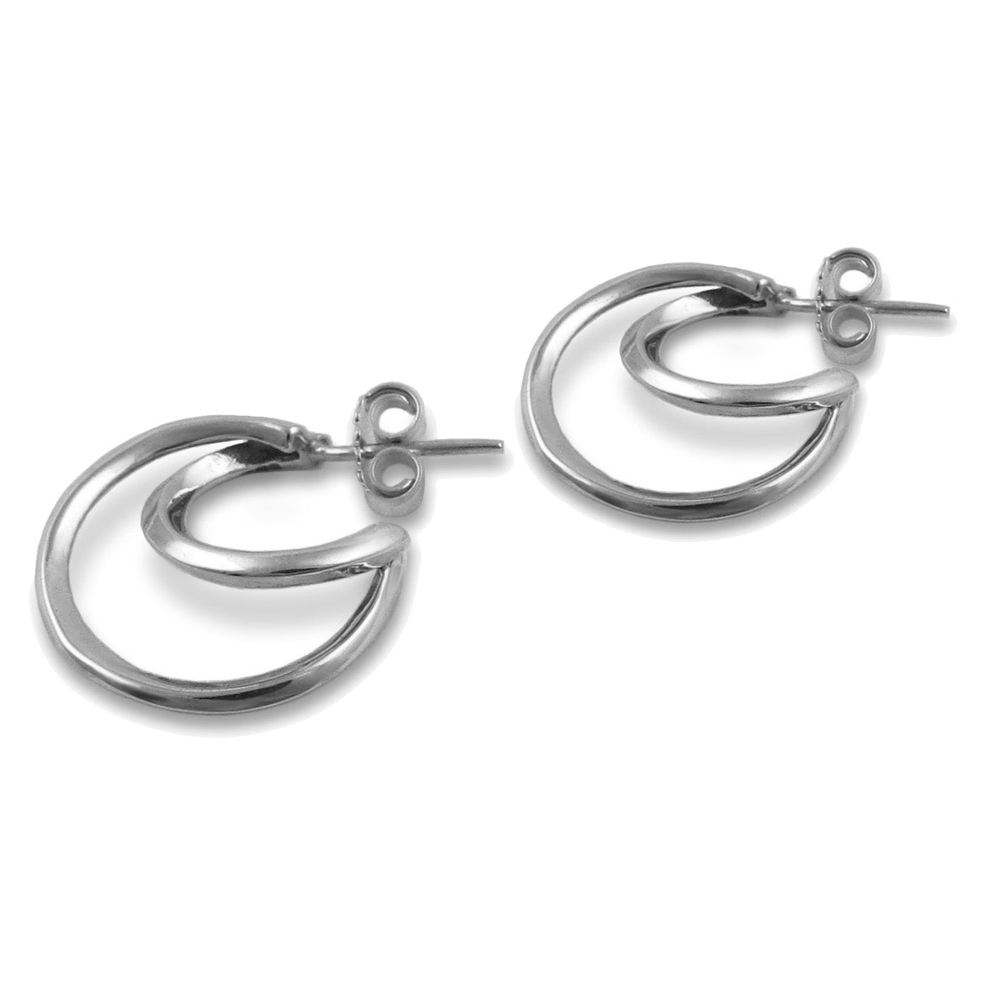 Small Double Drop 925 Sterling Silver Half Hoop Earrings