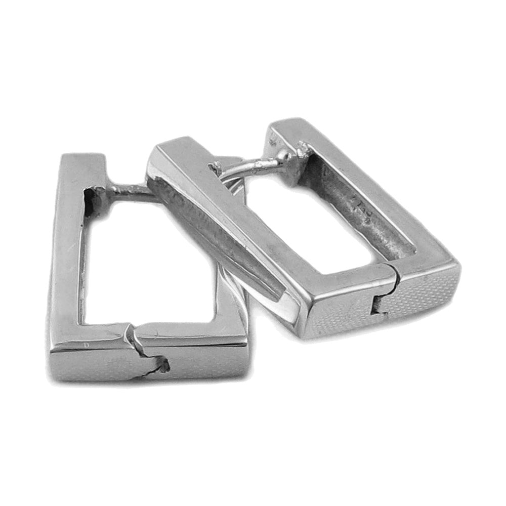 Rectangle 925 Sterling Silver Huggie Hoop Earrings