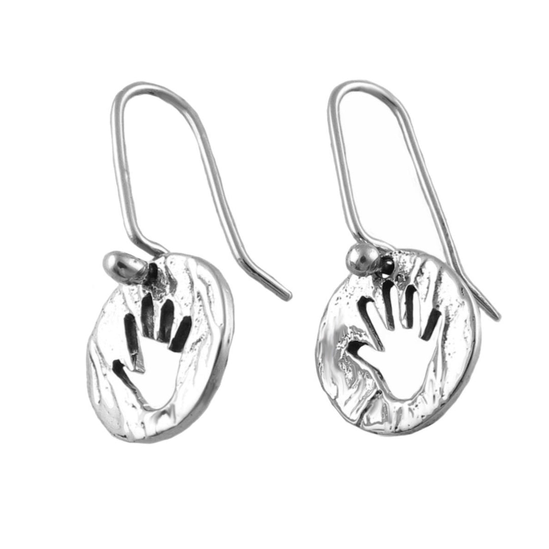 High Five 925 Sterling Silver Waving Hand Friendship Earrings