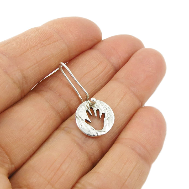 High Five 925 Sterling Silver Waving Hand Friendship Earrings