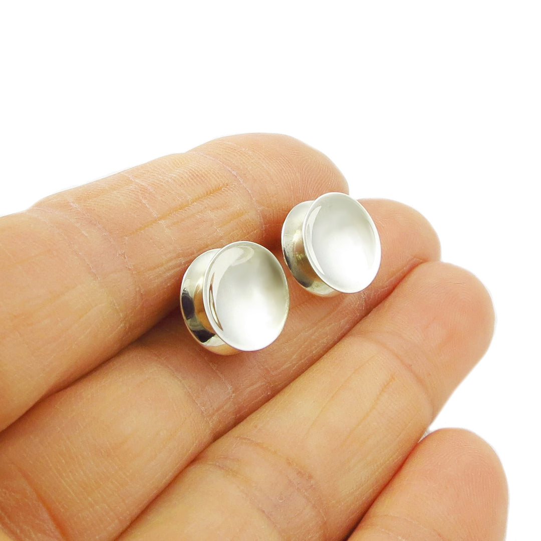 Double Circle 925 Sterling Silver Stud Earrings Gift Boxed