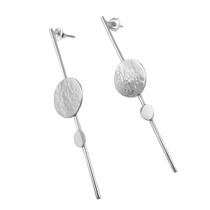 Sterling Silver Hammered Stick Drop Earrings