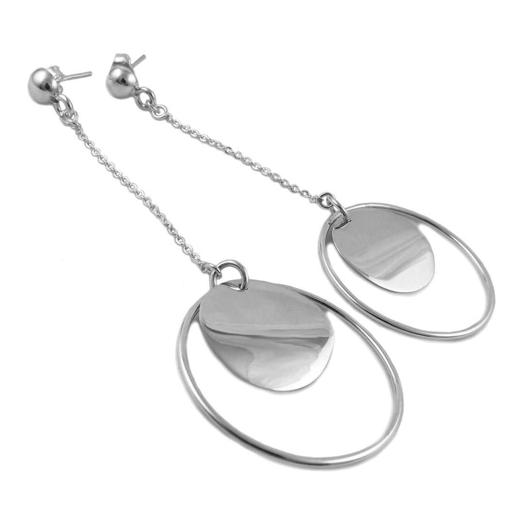 Circle Disc 925 Sterling Silver Lightweight Drop Earrings Gift Boxed