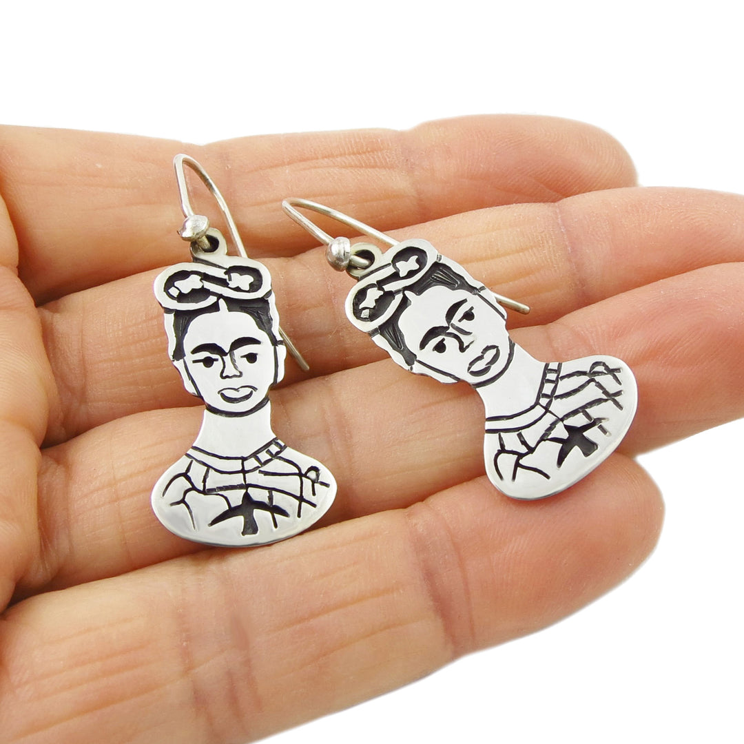 Maria Belen Taxco 925 Sterling Silver Frida Kahlo Dangle Earrings