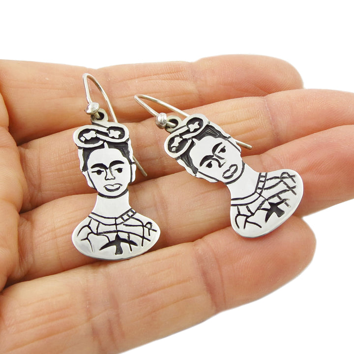 Maria Belen Taxco 925 Sterling Silver Frida Kahlo Dangle Earrings