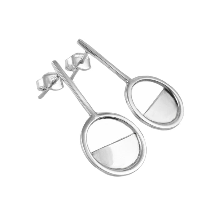 Geometric Sterling Silver Circle Stick Earrings