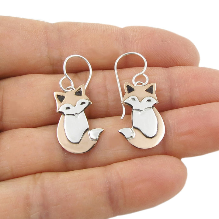 Two Tone Silver Fox Earrings - Handmade Jewellery