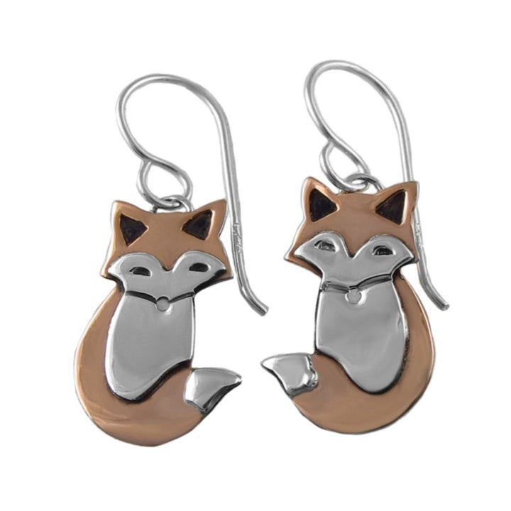Two Tone Silver Fox Earrings - Handmade Jewellery