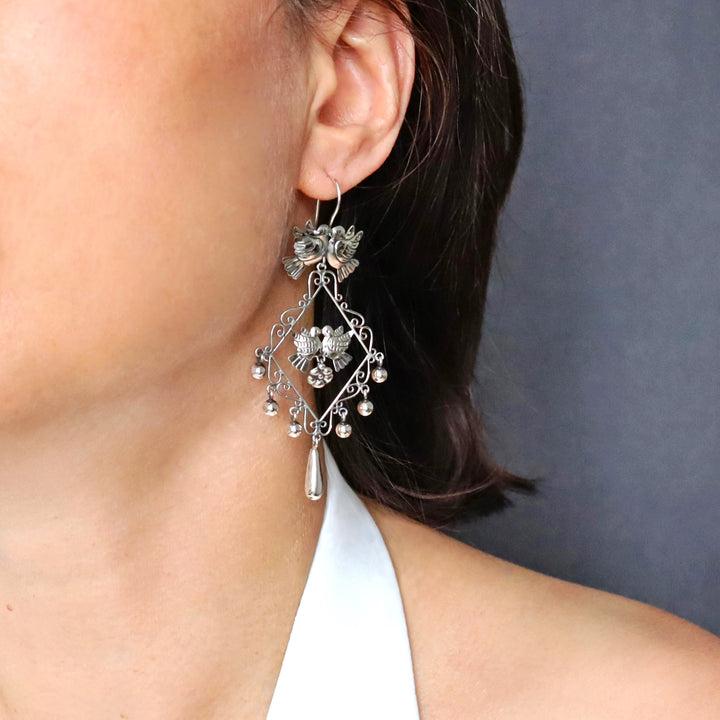 Silver Chandelier Earrings by Maria Belen Nilson