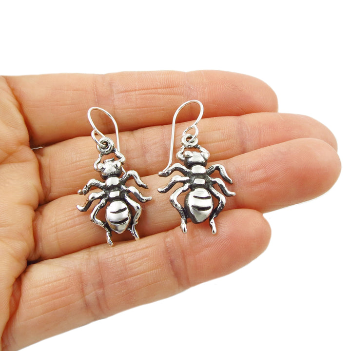 Long Ant Insect Sterling Silver Earrings