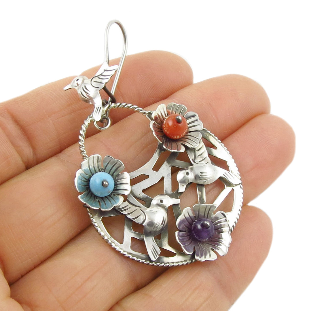 Lovebird Earrings in Sterling Silver