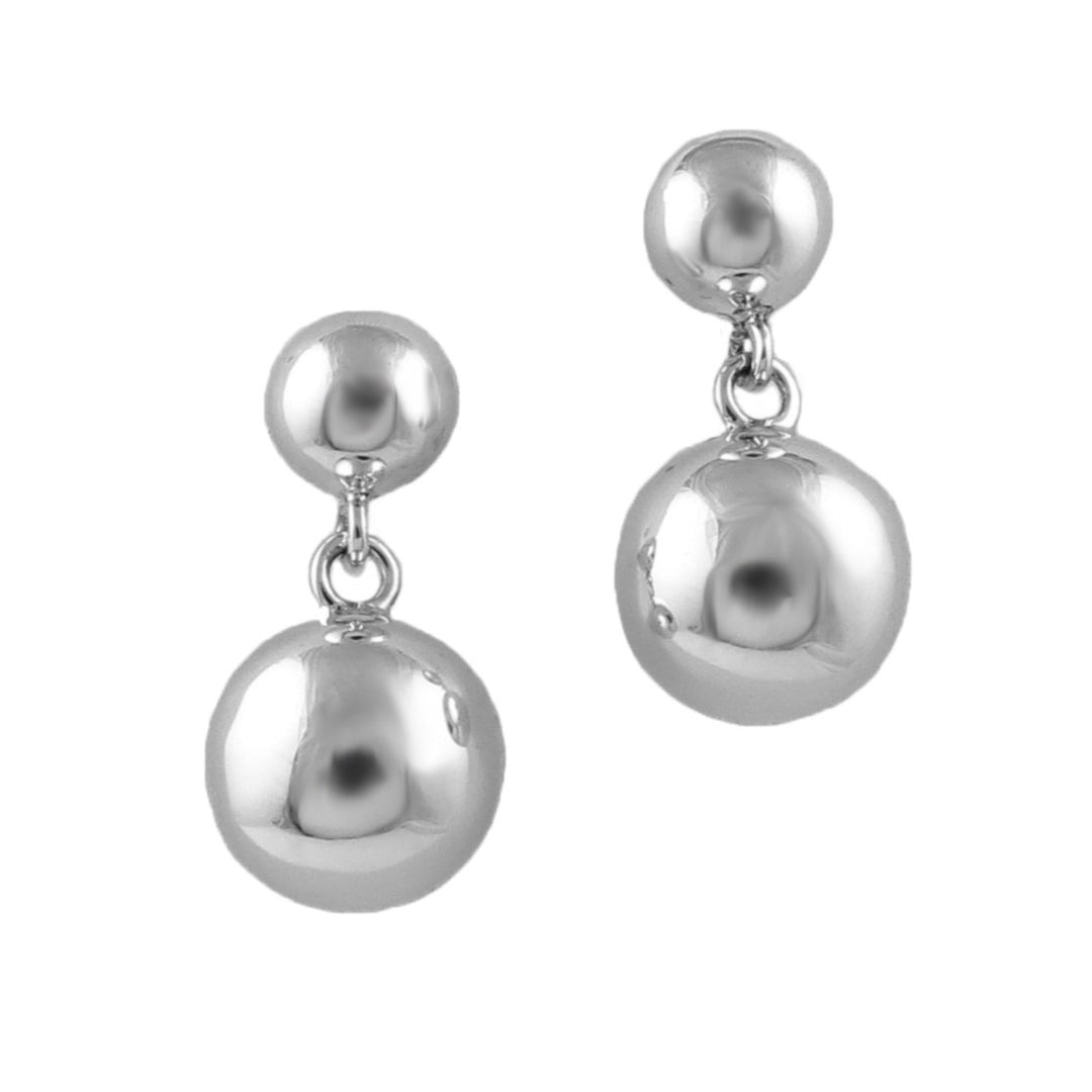 Double Ball Bead Sterling Silver Dangle Earrings