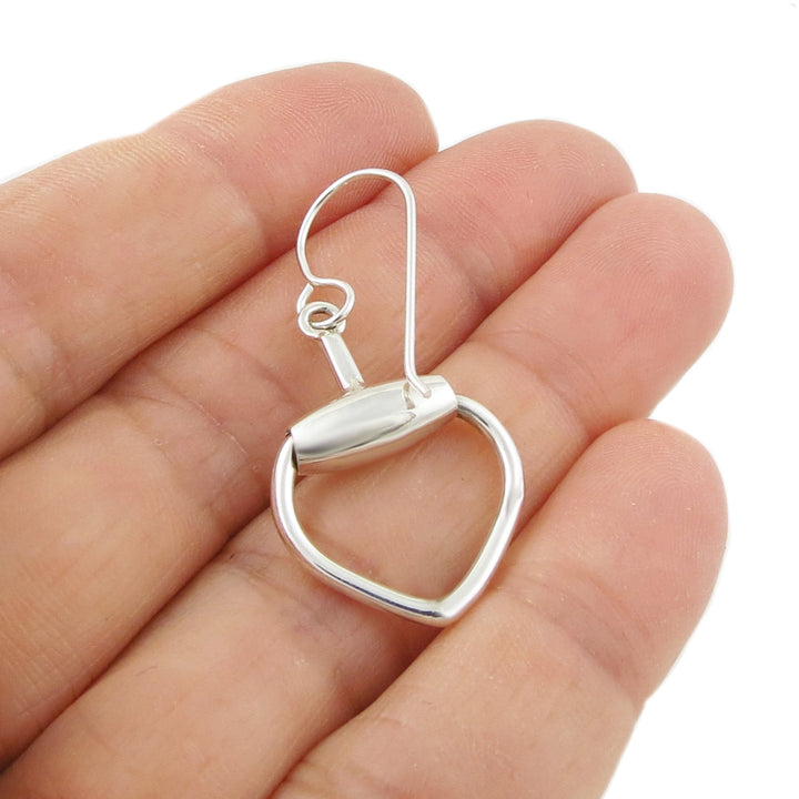 Silver Heart Horsebit Earrings - Handmade Jewellery