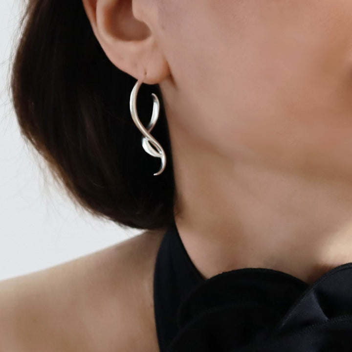 Long Sterling Silver Twist Earrings - Handmade Jewellery