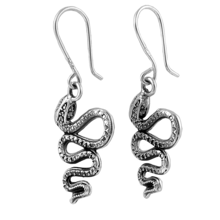 Sterling Silver Coiled Snake Serpent Earrings