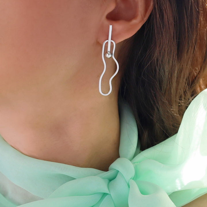 Sculptured Sterling Silver Drop Earrings