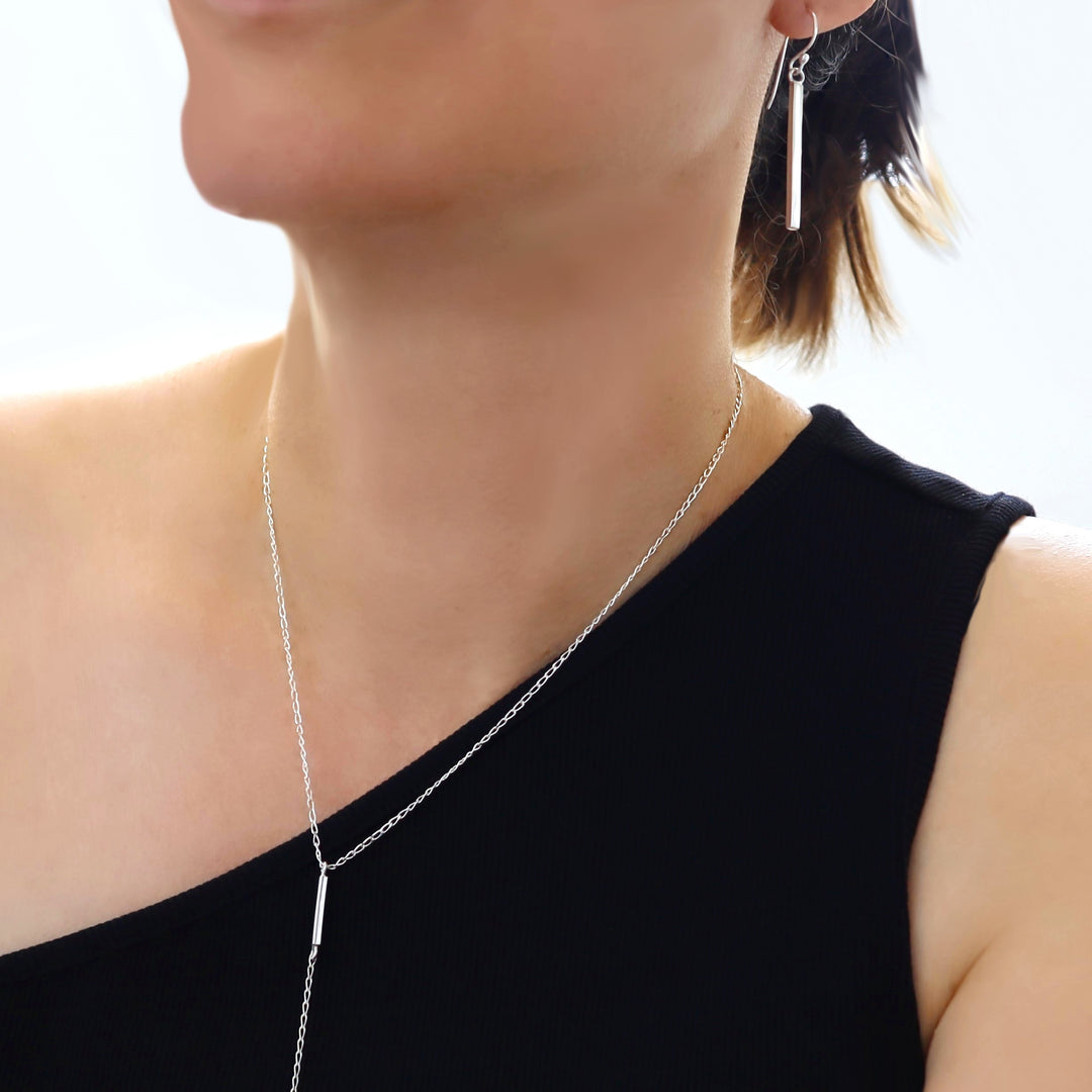 Silver Matchstick Earrings