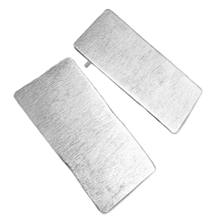 Women's Brutalist Rectangle Brushed Earrings