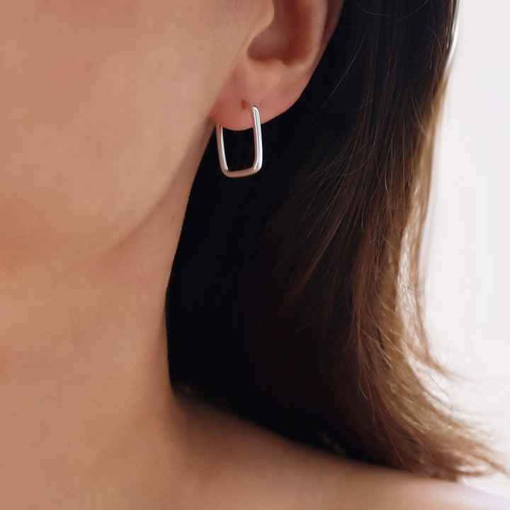 Square Endless Hoop Earrings in 925 Silver