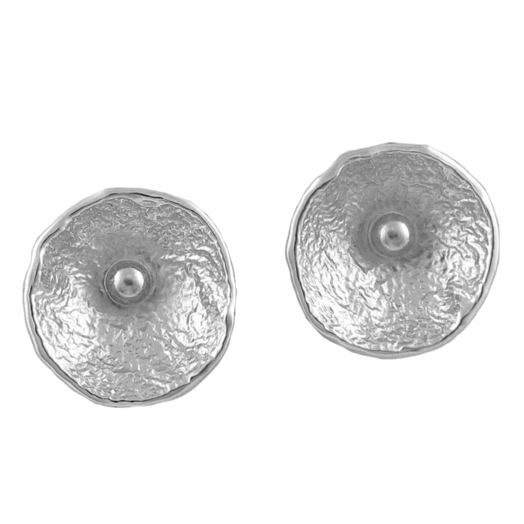 Wild Silver Poppy Flower Stud Earrings