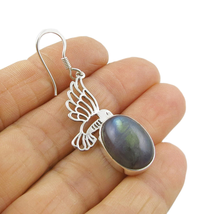 Mexican Chrysocolla Gemstone Earrings in 925 Silver - Handmade
