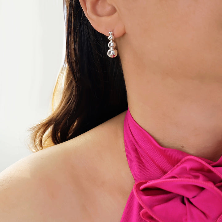 Triple Bola Bead Earrings
