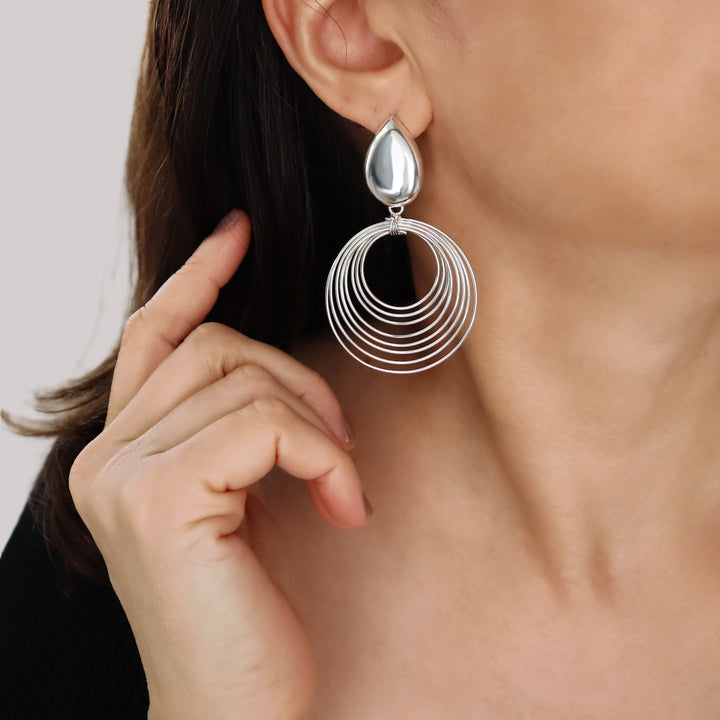 Modern Sterling Silver Earrings with Cascading Circles