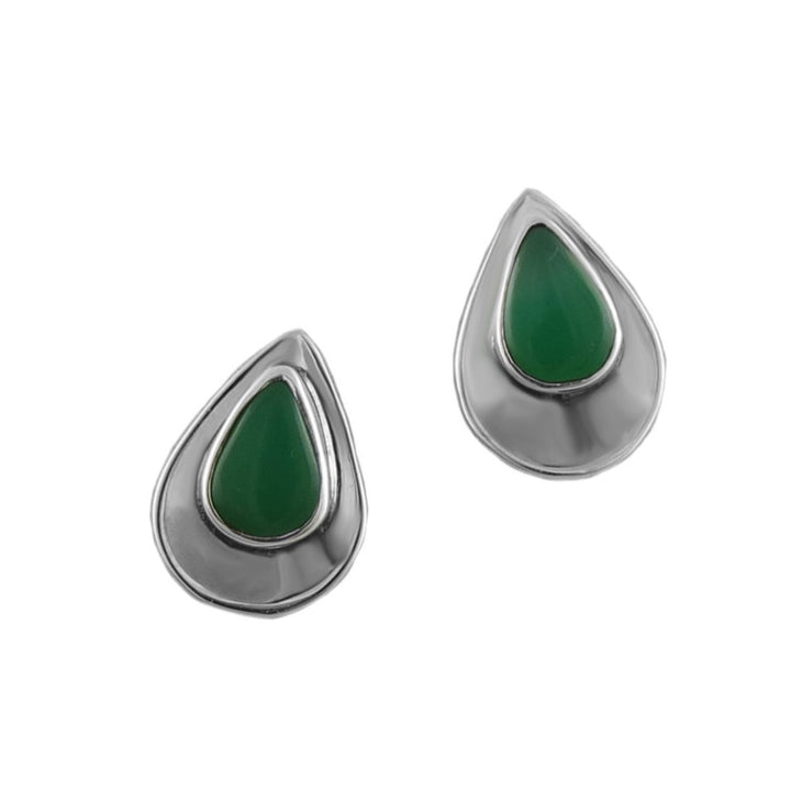 May Birthstone Green Chrysoprase Earrings in Silver