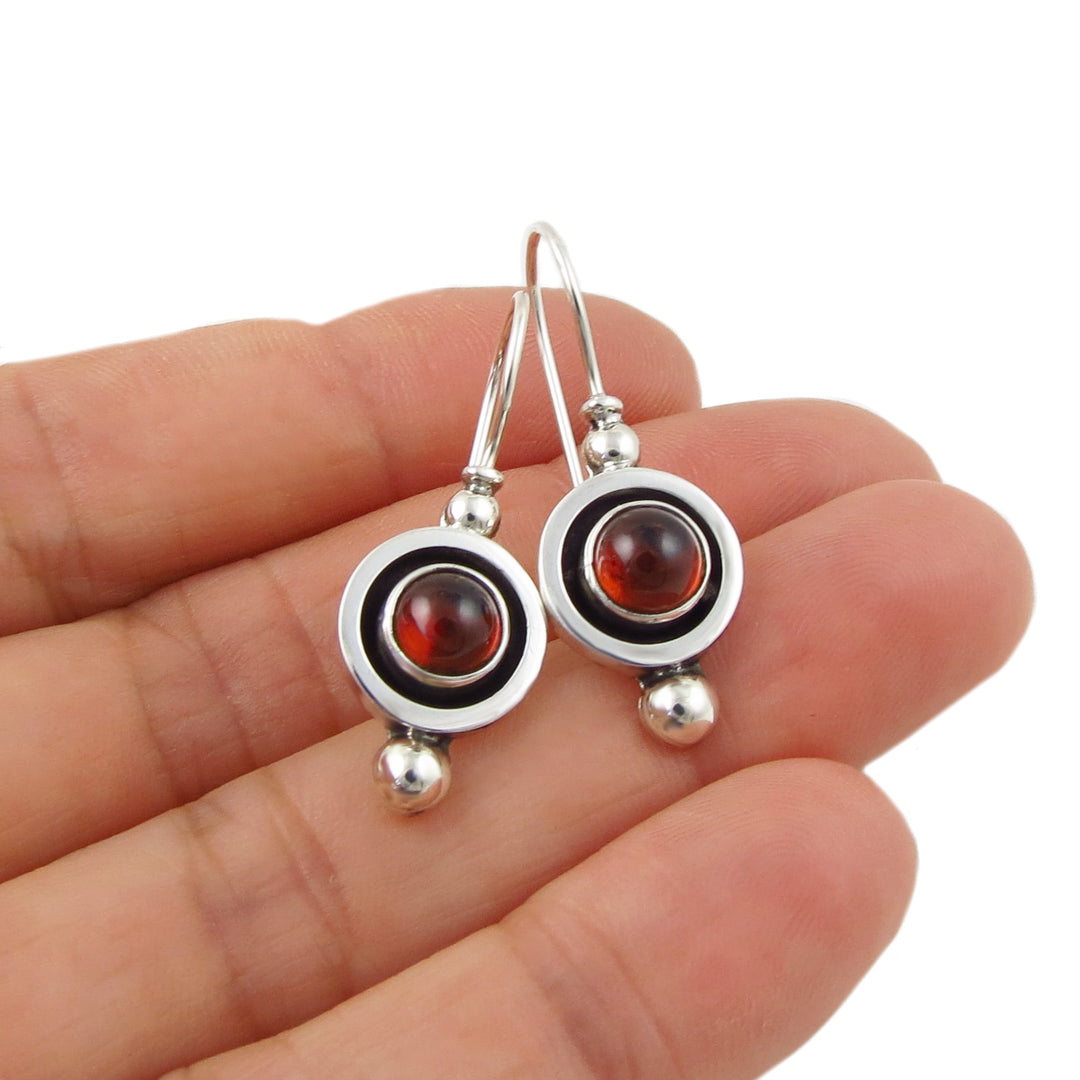 January Birthstone Garnet Sterling Silver Earrings