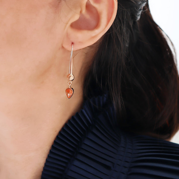 Ladies Coral Gemstone Earrings in 925 Sterling Silver