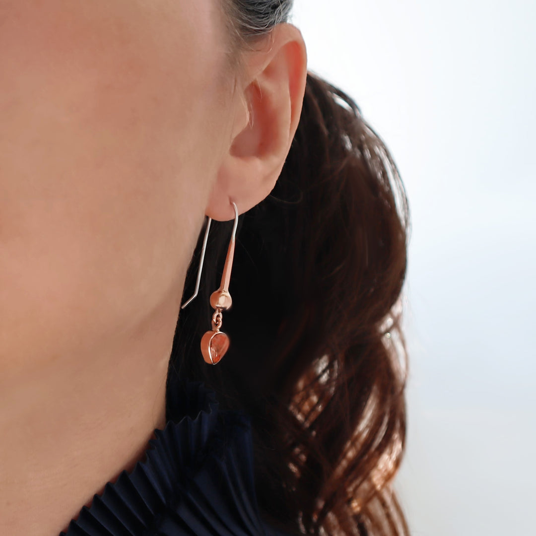 Ladies Coral Gemstone Earrings in 925 Sterling Silver