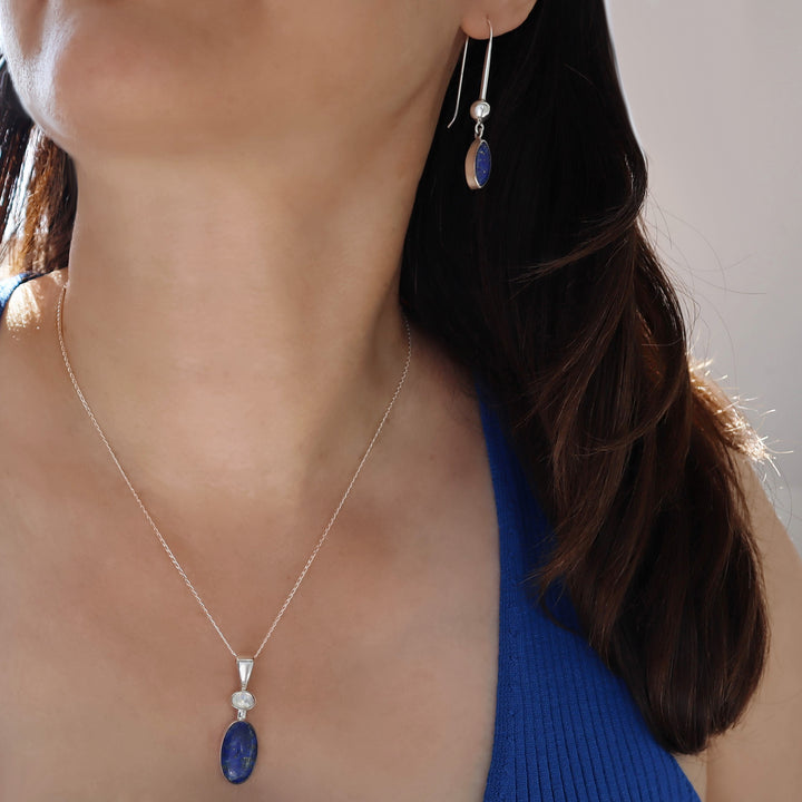 Lapis Lazuli December Birthstone 925 Silver Earrings