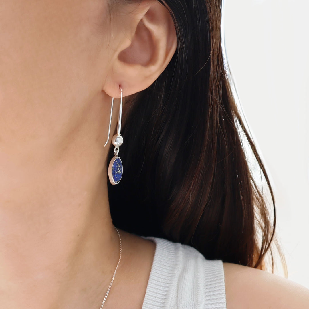 Lapis Lazuli December Birthstone 925 Silver Earrings