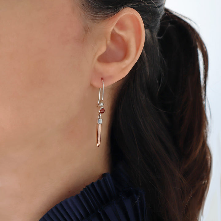 Gemstone Earrings Mixed Metal Garnet Earrings