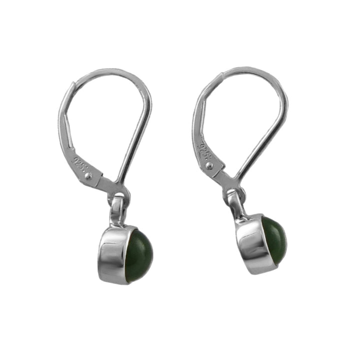 Lucky Jade Gemstone Silver Leverback Earrings