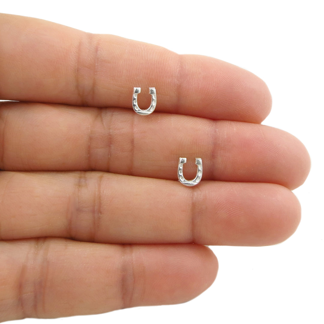 Lucky 925 Silver Horseshoe Stud Earrings