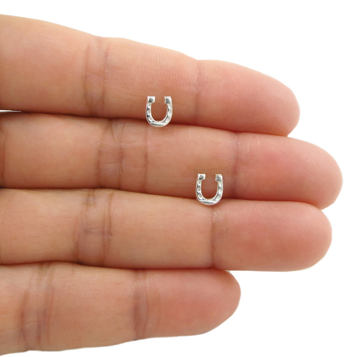 Lucky 925 Silver Horseshoe Stud Earrings