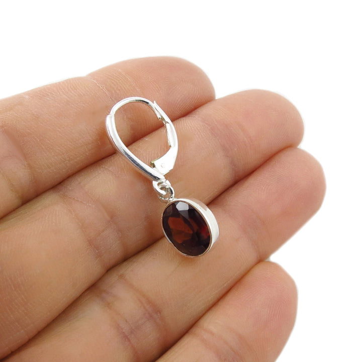 January Birthstone Garnet Silver Earrings