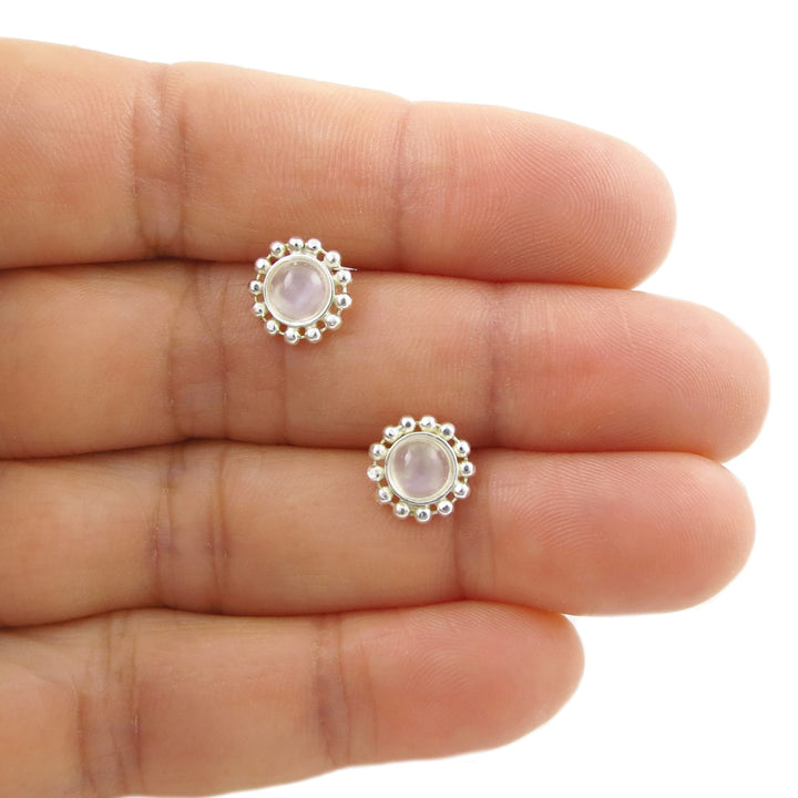 March Birthstone Aquamarine Silver Stud Earrings