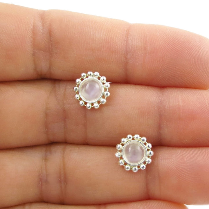 March Birthstone Aquamarine Silver Stud Earrings