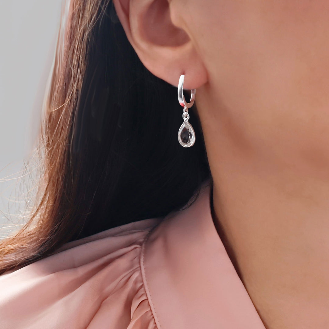 Clear Quartz Gemstone Silver Lever Back Drop Earrings