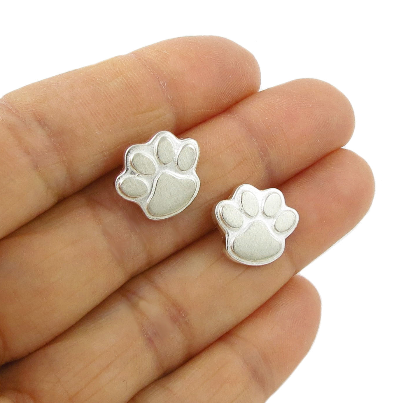 Sterling silver paw hot sale print earrings