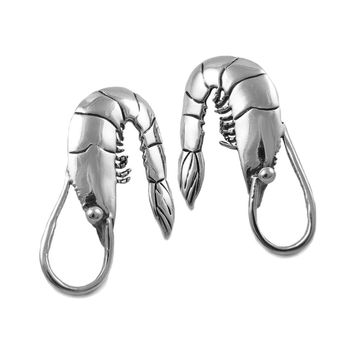Large Sterling 925 Silver Nautical Prawn Crustacean Earrings